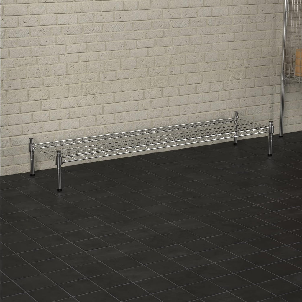 14" x 54" NSF Chrome Wire Stationary Dunnage Storage Rack with 8" Posts, Ideal for Commercial Kitchen, Home, Garage, Warehouse, Shelters