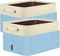 BALEINE 2 Pack Fabric Storage Bins for Shelves, Linen Storage Baskets for Organizing, Decorative Closet Bins for Clothes, Home (Skyblue, 17''x13''x10.5'')