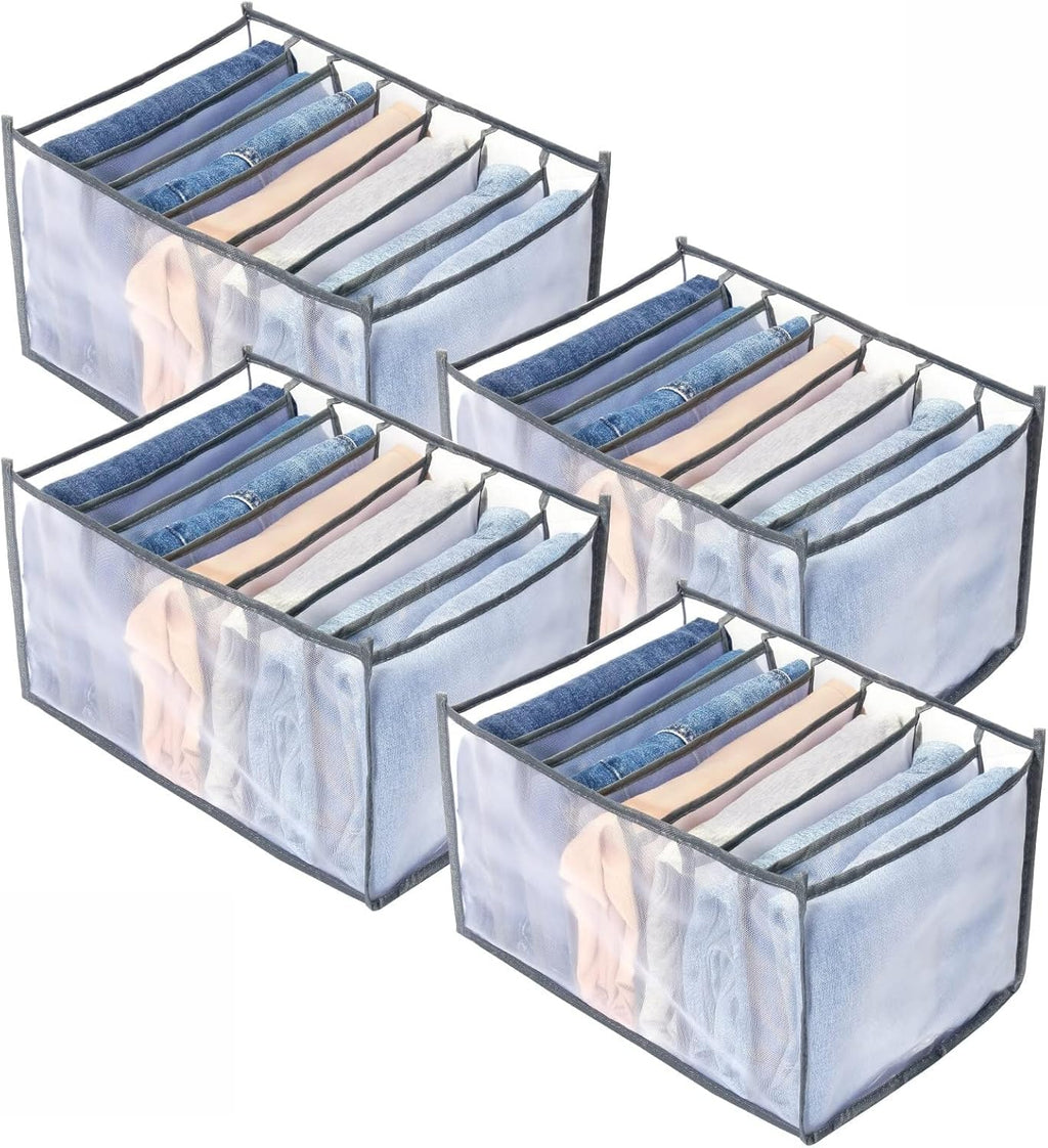 Wardrobe Clothes Organizer,7 Grids Washable Wardrobe Clothes Organizer,Foldable Clothes Drawer Mesh Separation Box,Organizer Clothes Drawer Mesh Separation Box