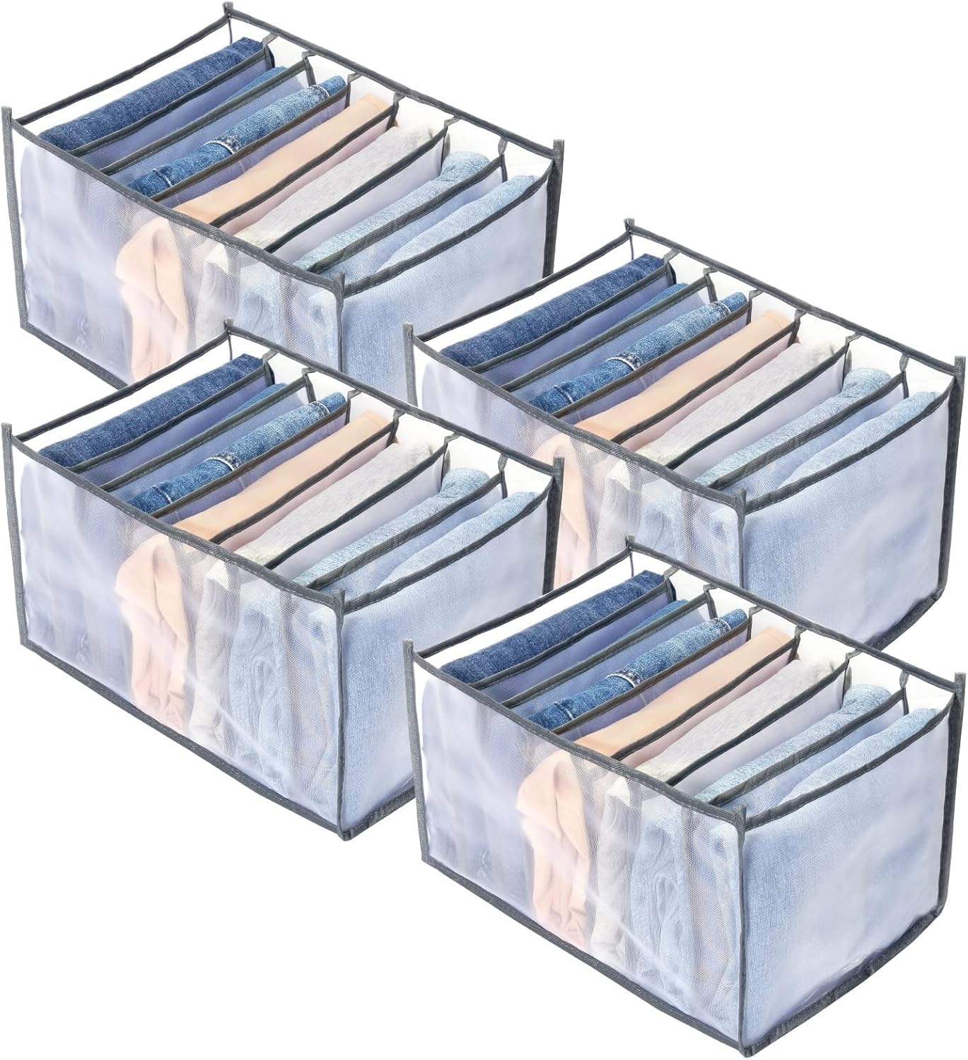 Wardrobe Clothes Organizer,7 Grids Washable Wardrobe Clothes Organizer,Foldable Clothes Drawer Mesh Separation Box,Organizer Clothes Drawer Mesh Separation Box