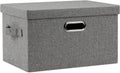 Medium 15" 21 Quart Collapsible Stackable Storage Bins with Lids, 1 Pack Gray Foldable Fabric Closet Storage Boxes with Lids, 4 Handles Heavy-duty Linen Cube Baskets for Bedroom