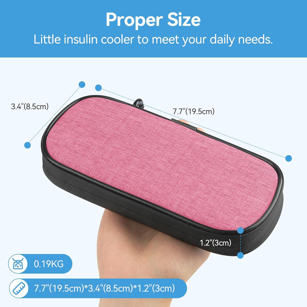 Insulin Cooler Travel Case Diabetic Medication Insulated Cool Organizer with 2 Reusable Ice Packs for Insulin Pen and Other Diabetic Supplies, for the Daily Life and Trip, Pink II Color