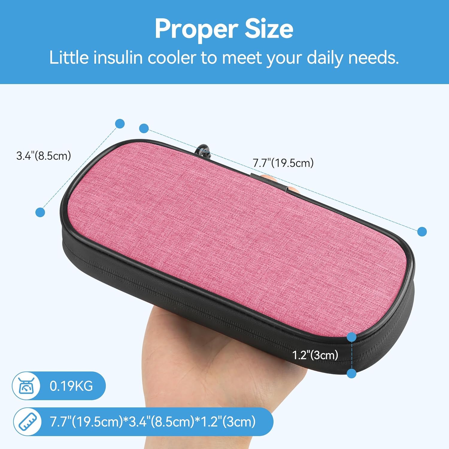 Insulin Cooler Travel Case Diabetic Medication Insulated Cool Organizer with 2 Reusable Ice Packs for Insulin Pen and Other Diabetic Supplies, for the Daily Life and Trip, Pink II Color