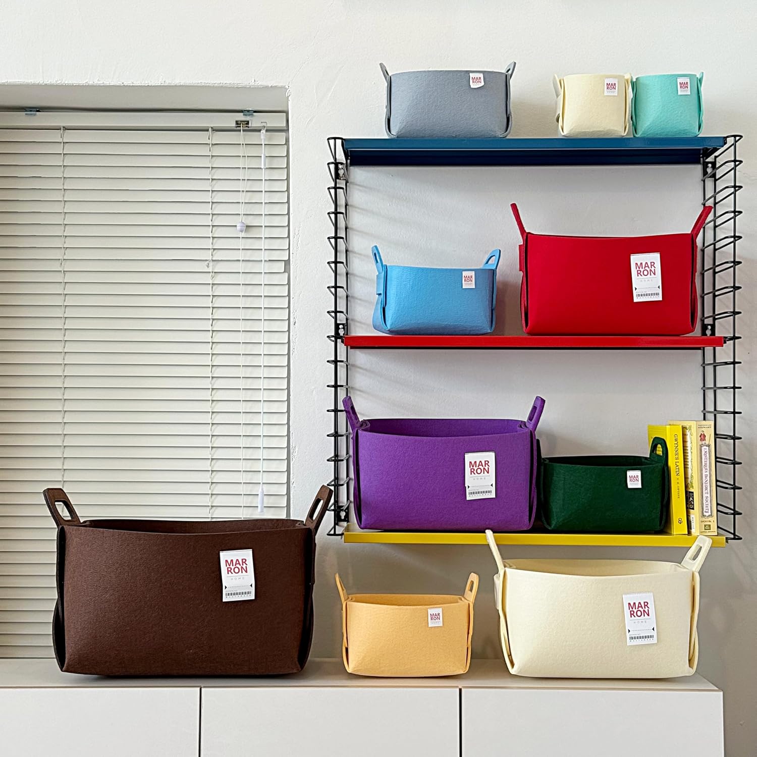 Collapsible Felt CHARCOL Storage Bin Large 14.6"x9.4"x9.4" – Foldable Basket with Handles for Closet, Laundry Room Organization, Toy Storage, Decorative Storage Bins for Shelves, Nursery