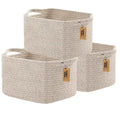 COMFY-HOMI 3PACK Cotton Rope Woven Basket With Handles for Shelves, Toy, Book, Cloth Storage Basket for Organizing|13.5" x 11" x 9.5" Decorative Nursery Cube Bin for Living Room（all brown）