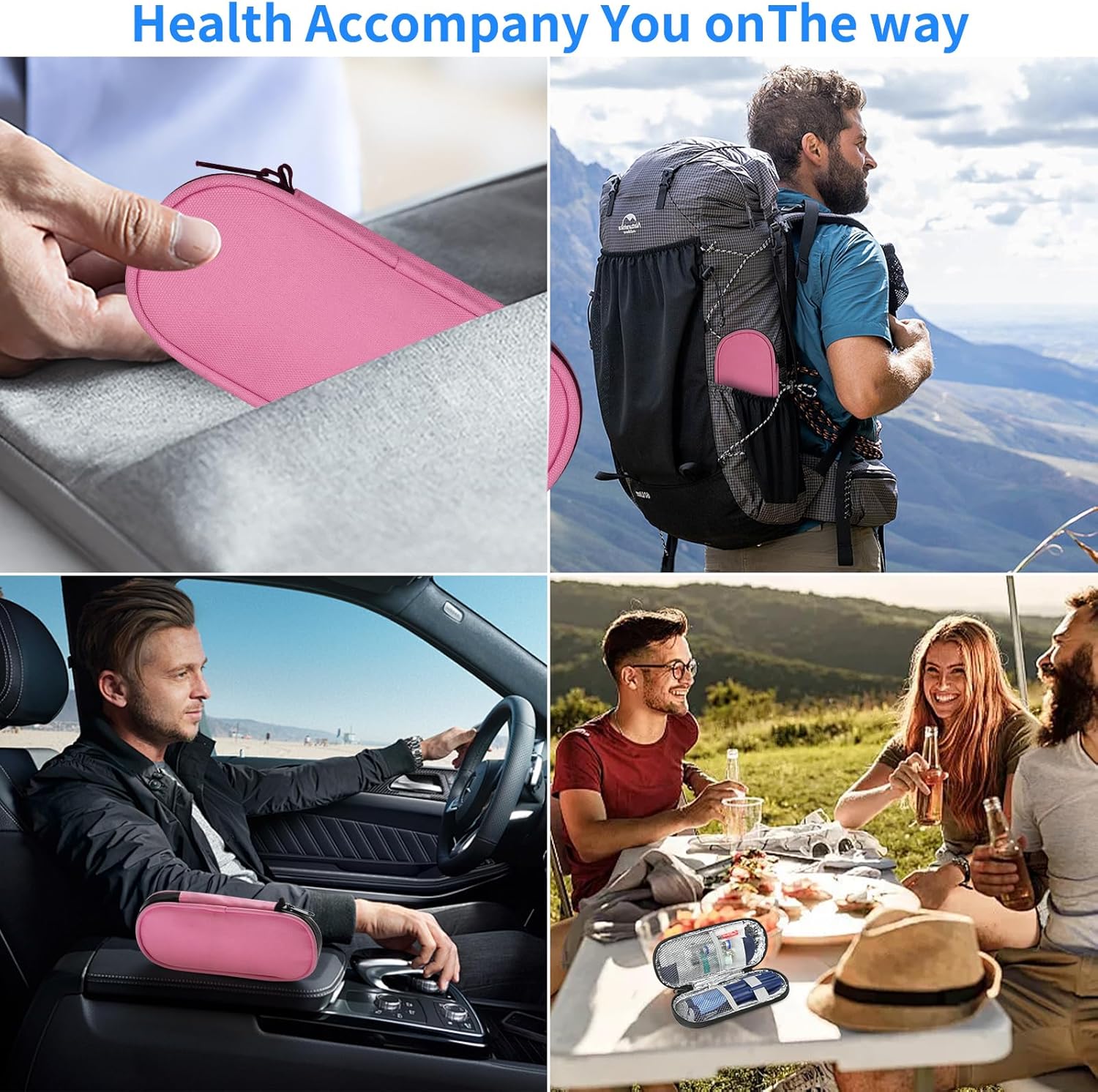 Insulin Pen Cooler Travel Case with 2 Reusable TSA Approved Ice Packs, Diabetic Medication Insulated Cooler Bag for Insulin Pens and Other Diabetic Supplies Storage Pink