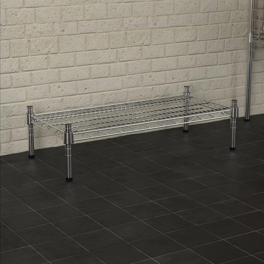 14" x 30" NSF Chrome Wire Stationary Dunnage Storage Rack with 8" Posts, Ideal for Commercial Kitchen, Home, Garage, Warehouse, Shelters