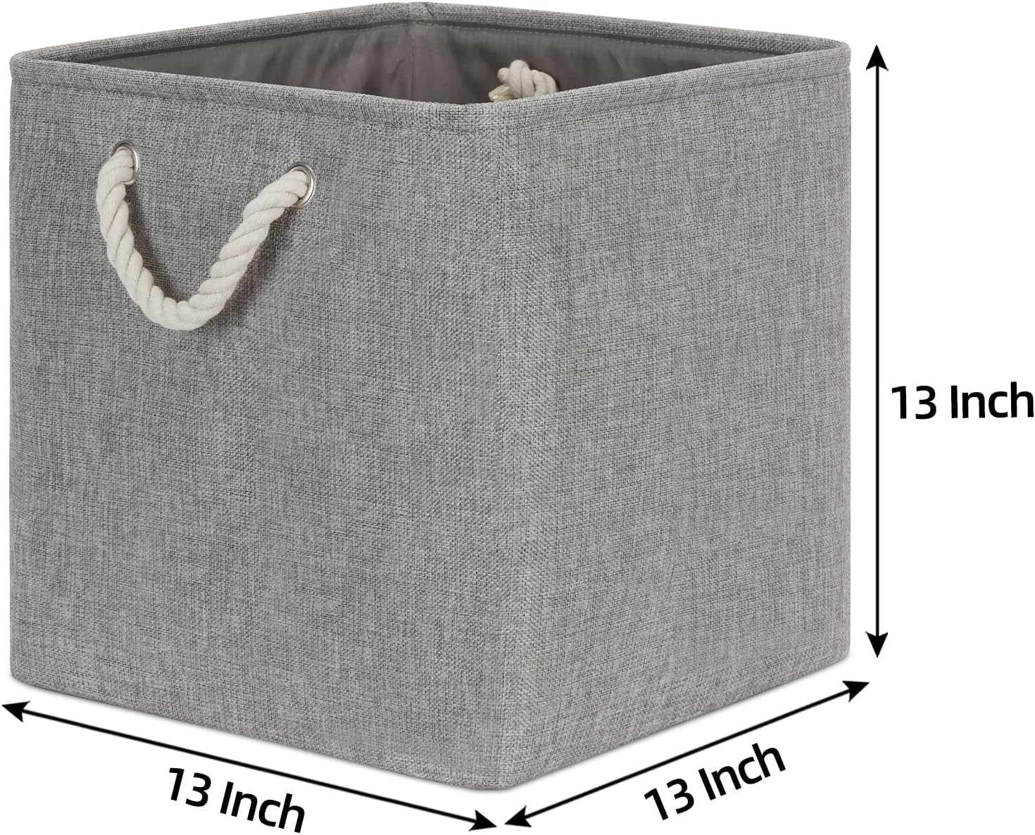 Bidtakay Grey Baskets Foldable Storage Cube Bins 13x13x13 Cube Storage Organizer Closet Set of 3 Fabric Storage Baskets for Home Office Large Baskets for Nursery Baby Toy Storage