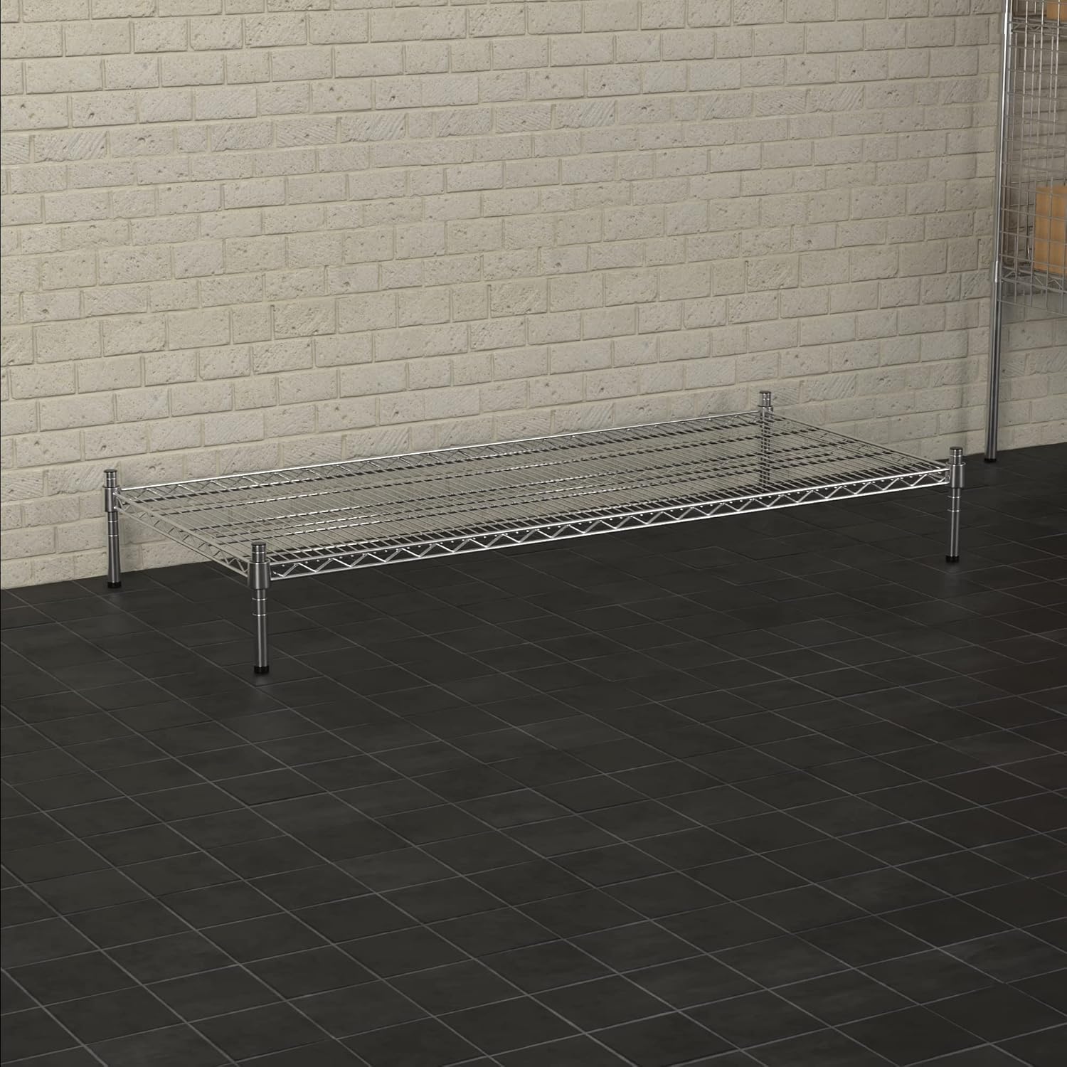 24" x 54" NSF Chrome Wire Stationary Dunnage Storage Rack with 8" Posts, Ideal for Commercial Kitchen, Home, Garage, Warehouse, Shelters