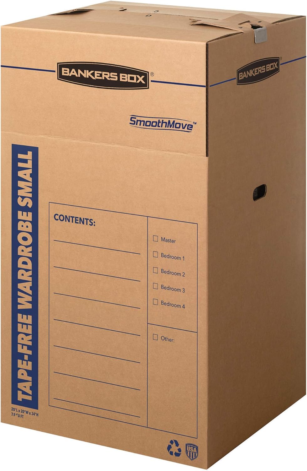 Bankers Box Short Wardrobe Box 3 Pack, Tape-Free Design, 20-in x 20-in x 34-in (7710401)