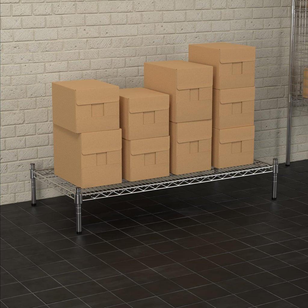 21" x 42" NSF Chrome Wire Stationary Dunnage Storage Rack with 8" Posts, Ideal for Commercial Kitchen, Home, Garage, Warehouse, Shelters