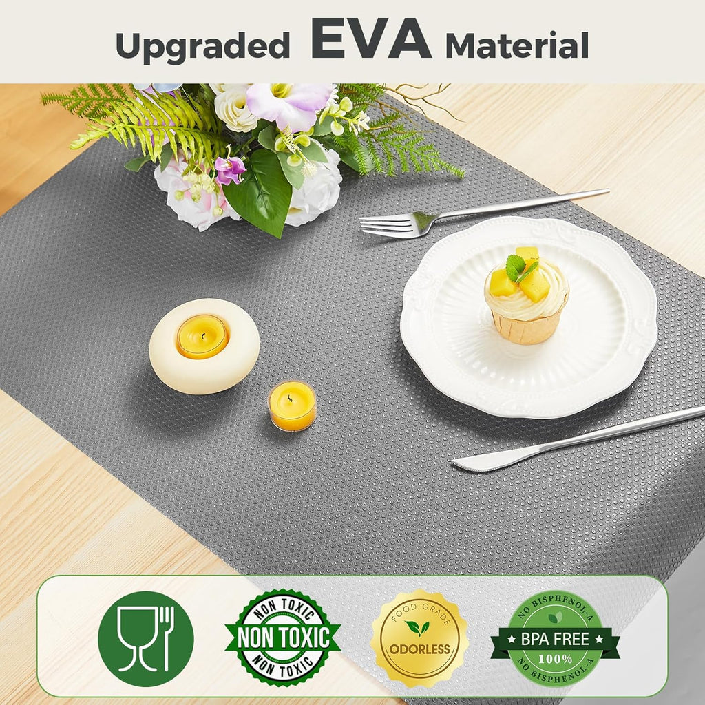 100% EVA Shelf Liner for Kitchen Cabinet, 12" x 120" Drawer Liners Non Adhesive Non Slip Waterproof Plastic Paper, Dresser Pantry Bathroom Refrigerator Protector, Grey