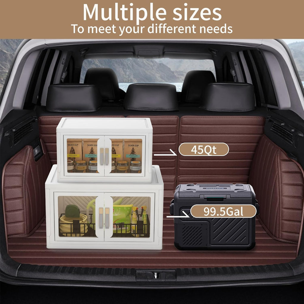 Large Clear Stackable Storage Bins with Lids, Foldable Storage Cabinet for Closet Organizers and Storage, Plastic Storage Box with Wheels 180 QT