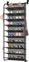 10 Tier Shoe rack Hanging Shoe Storage the door shoe rack for Closet Pantry Over The Door Shoe Organizer Wall Floating Shelves (Black, 10 Tier)