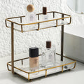 Bathroom Organizer Countertop Perfume Organizer Makeup Organizer Cosmetics Storage Display Rack Vanity Tray Dresser Stainless Steel Gold Shelf White Marble Ceramic Tray