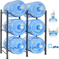 Klvied 5 Gallon Water Jug Holder - 3 Tier Rack, Heavy Duty Stand for 6 Bottles with Lifter and Cap