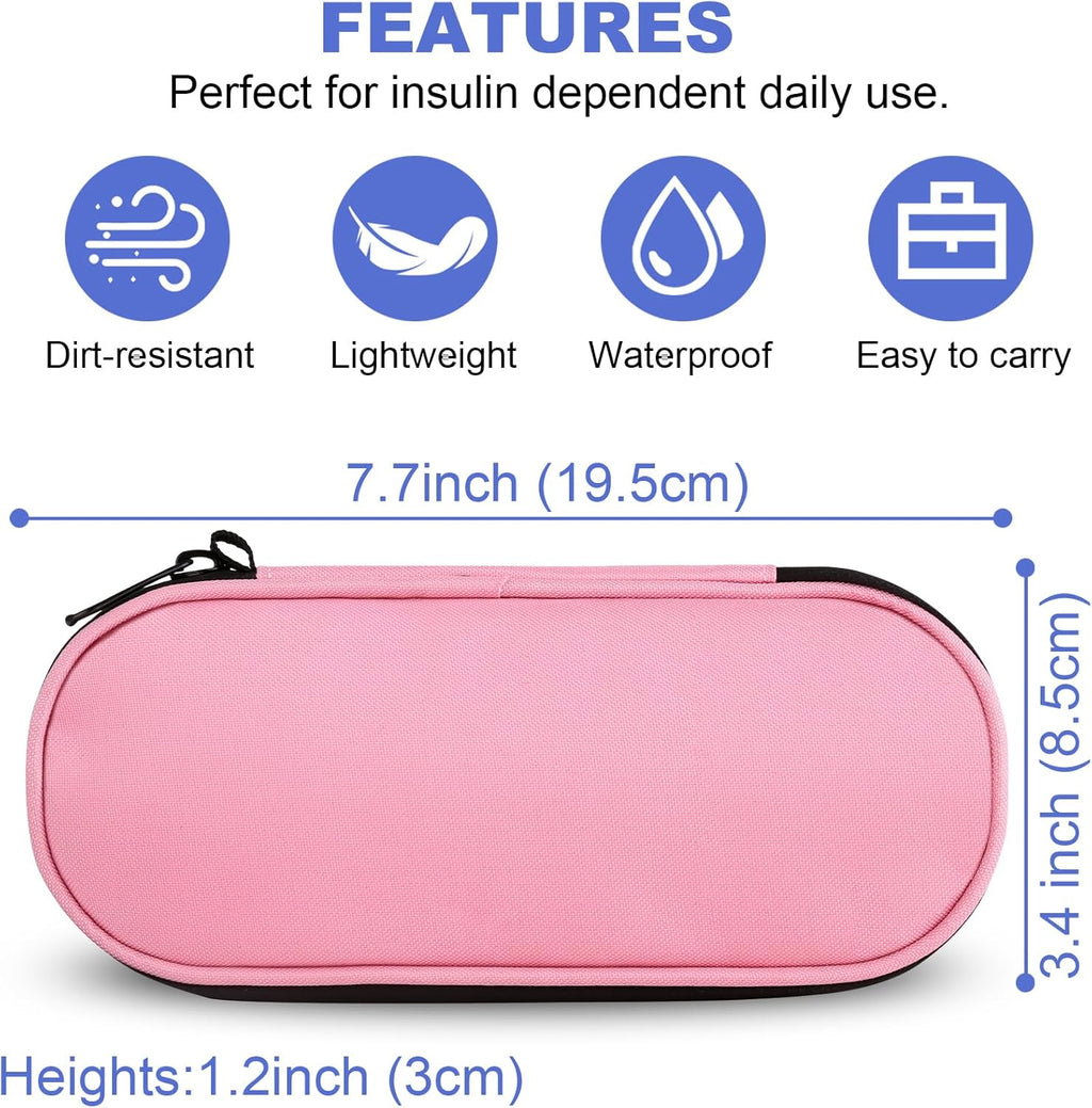 Insulin Pen Cooler Travel Case with TSA Approved Ice Packs,Diabetic Medication Insulated Cool Organizer,Insulin Pen and Other Diabetic Supplies, for the Daily Life and Trip Pink
