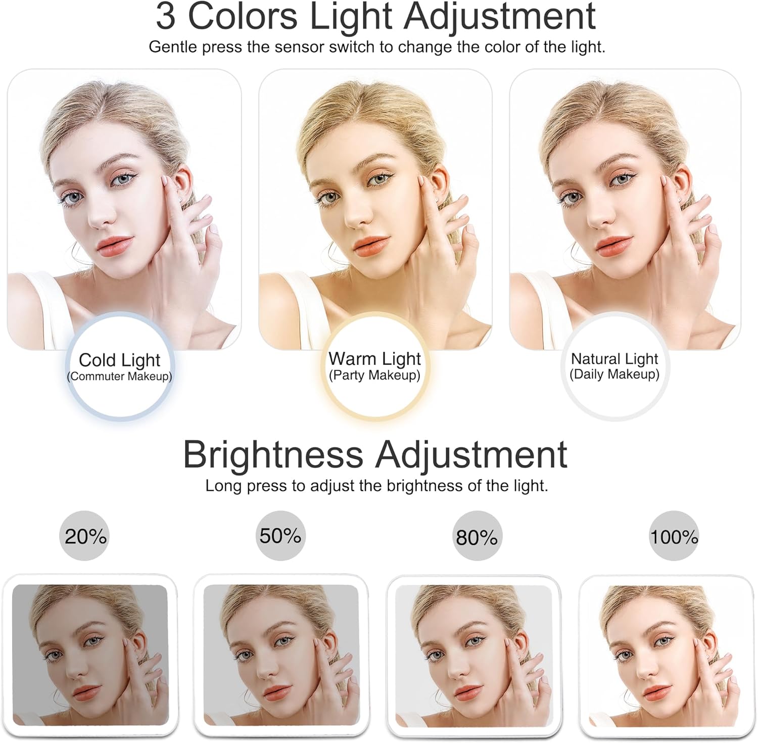 Relavel Makeup Bag with LED Mirror, Large Capacity Travel Cosmetic Organizer with Adjustable Compartments, Brush Holder & Detachable Strap, Black Storage Box for Makeup Artists