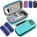 Insulin Cooler Travel Case, Portable Temperature Display Medicine Travel Cooler, Diabetes Case with 2 Reusable Ice Packs TSA Approved for Diabetic Supplies Patent Pending(Seafoam)