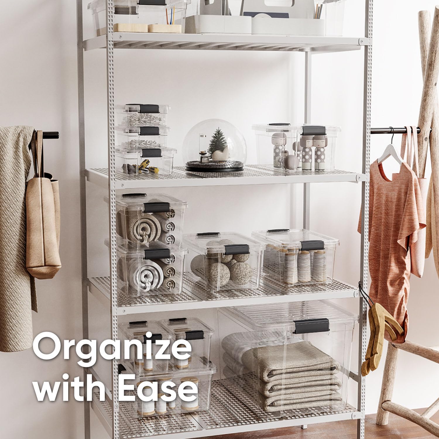 Superio Storage Bins with Lids- 8 Pack, 4.75 Qt Clear Boxes for Organizing, Stackable Plastic Containers- BPA Free, Non-Toxic, Odor Free, Organizer for Home, Office, Dorm