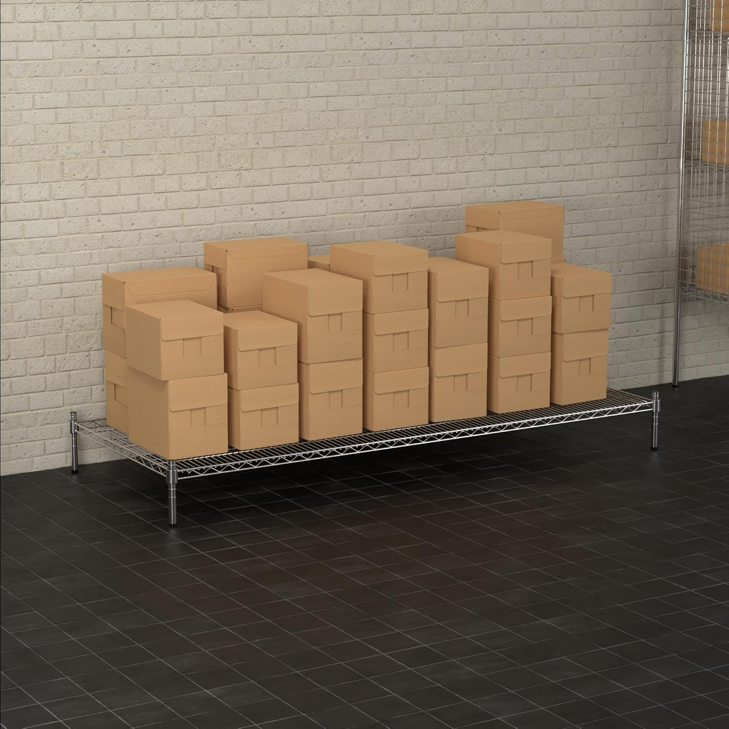 30" x 72" NSF Chrome Wire Stationary Dunnage Storage Rack with 8" Posts, Ideal for Commercial Kitchen, Home, Garage, Warehouse, Shelters