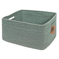 COMFY-HOMI Cotton Rope Woven Basket with Handles for Shelves,Toys,Book, Cloth Storage Baskets for Organizing-17" x 13" x 7.5" Toy Decorative Organizer for Living Room, Bathroom （Green）