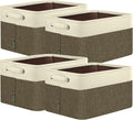 BALEINE 4 Pack Fabric Storage Bins for Shelves, Linen Storage Baskets for Organizing, Decorative Closet Bins for Clothes, Home (Brown, 17''x13''x10.5'')