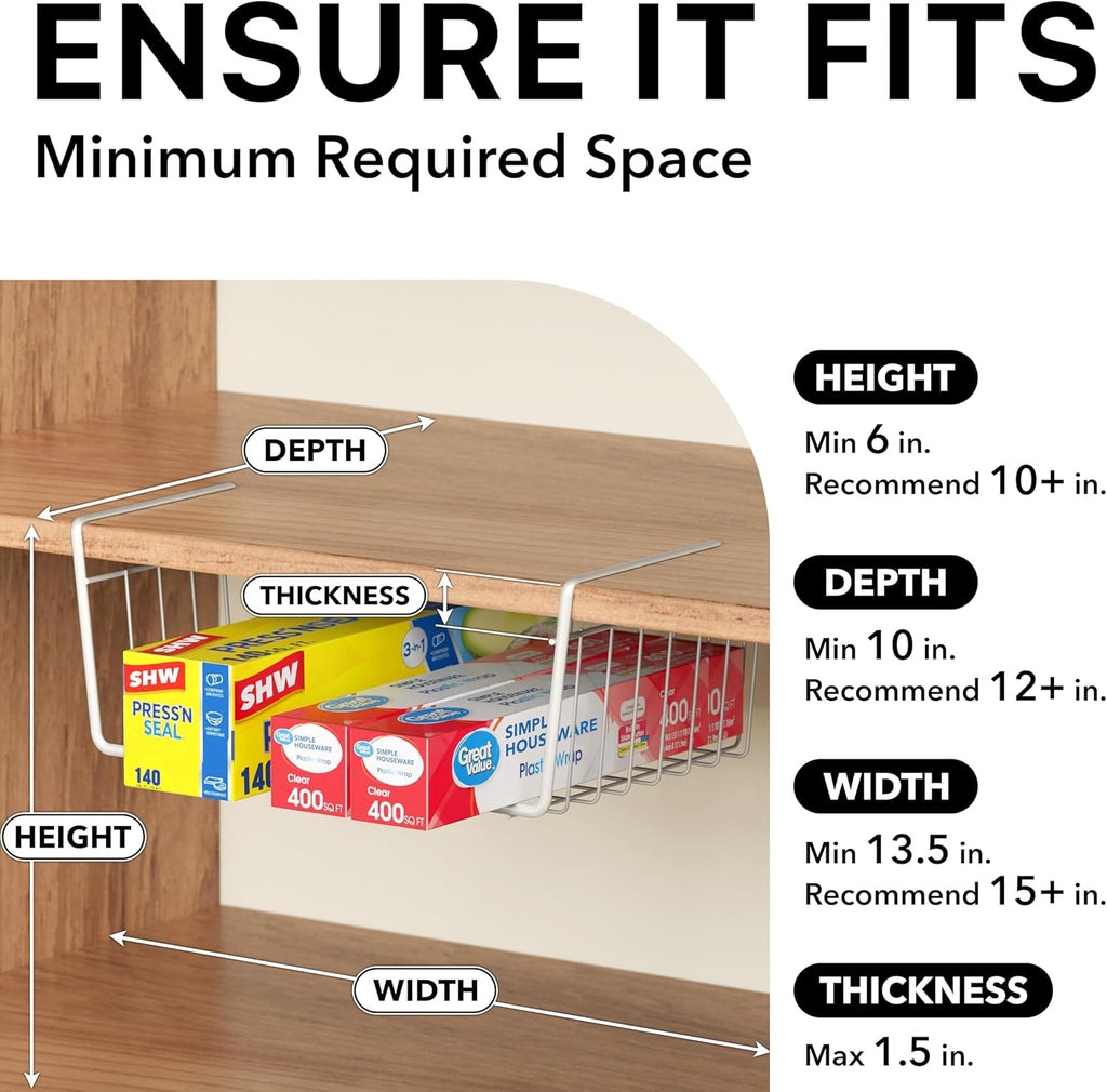 Simple Houseware 6PK Under Shelf Basket, White