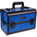 SHANY Premier Fantasy Professional Makeup Train Case Cosmetic Box Portable Makeup Case Organizer Jewelry storage with Locks, 3 Trays,Makeup Brush Holder and Cosmetics Mirror - Divine Blue
