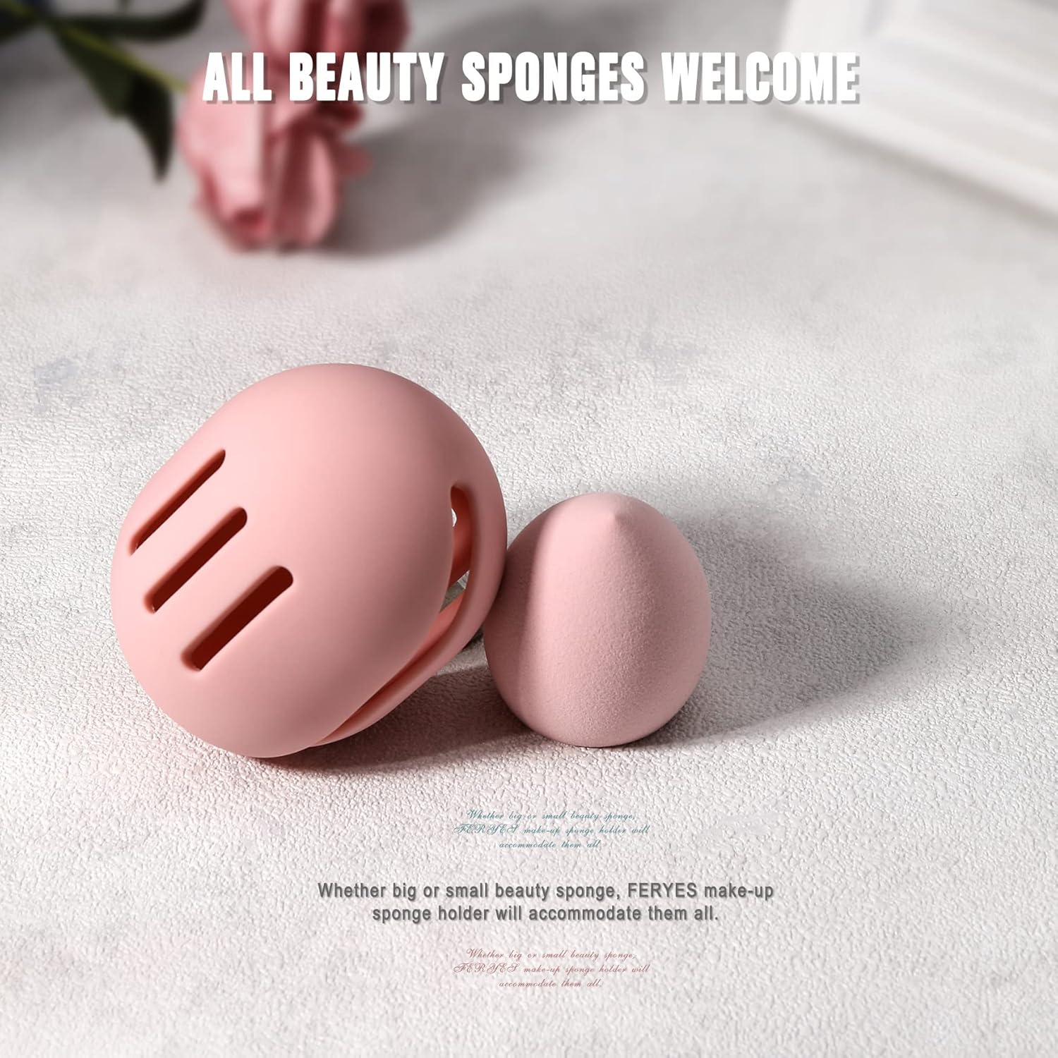 FERYES 2 PCS Makeup Sponge Holder – Shatterproof Eco-Friendly Silicone Beauty Make Up Blender Case for Travel