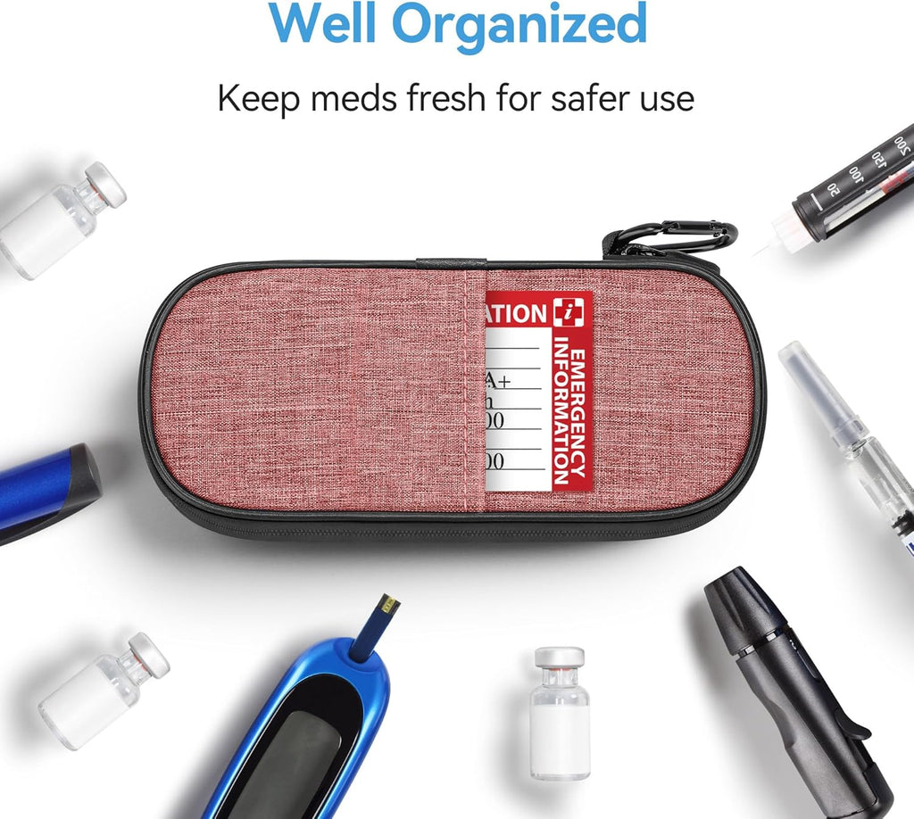 Insulin Cooler Travel Case Diabetic Medication Insulated Cool Organizer with 2 Reusable Ice Packs for Insulin Pen and Other Diabetic Supplies, for the Daily Life and Trip(Pink)