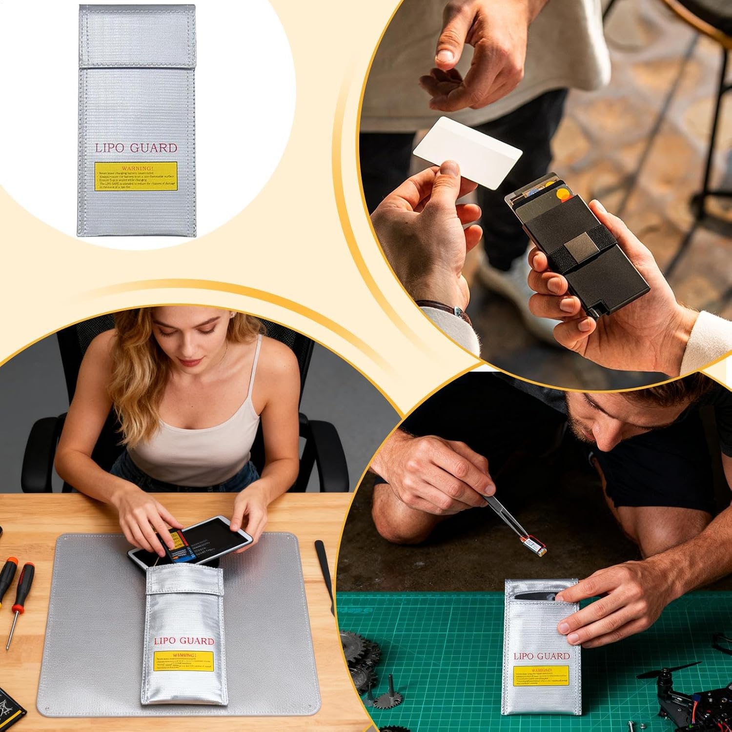 Battery Bag | Battery Organizer Carrying Bag | Electronic Organizer Heat-Resistant Power Container | for Camping Car Outdoor Transportation Valuables Collectibles Documents