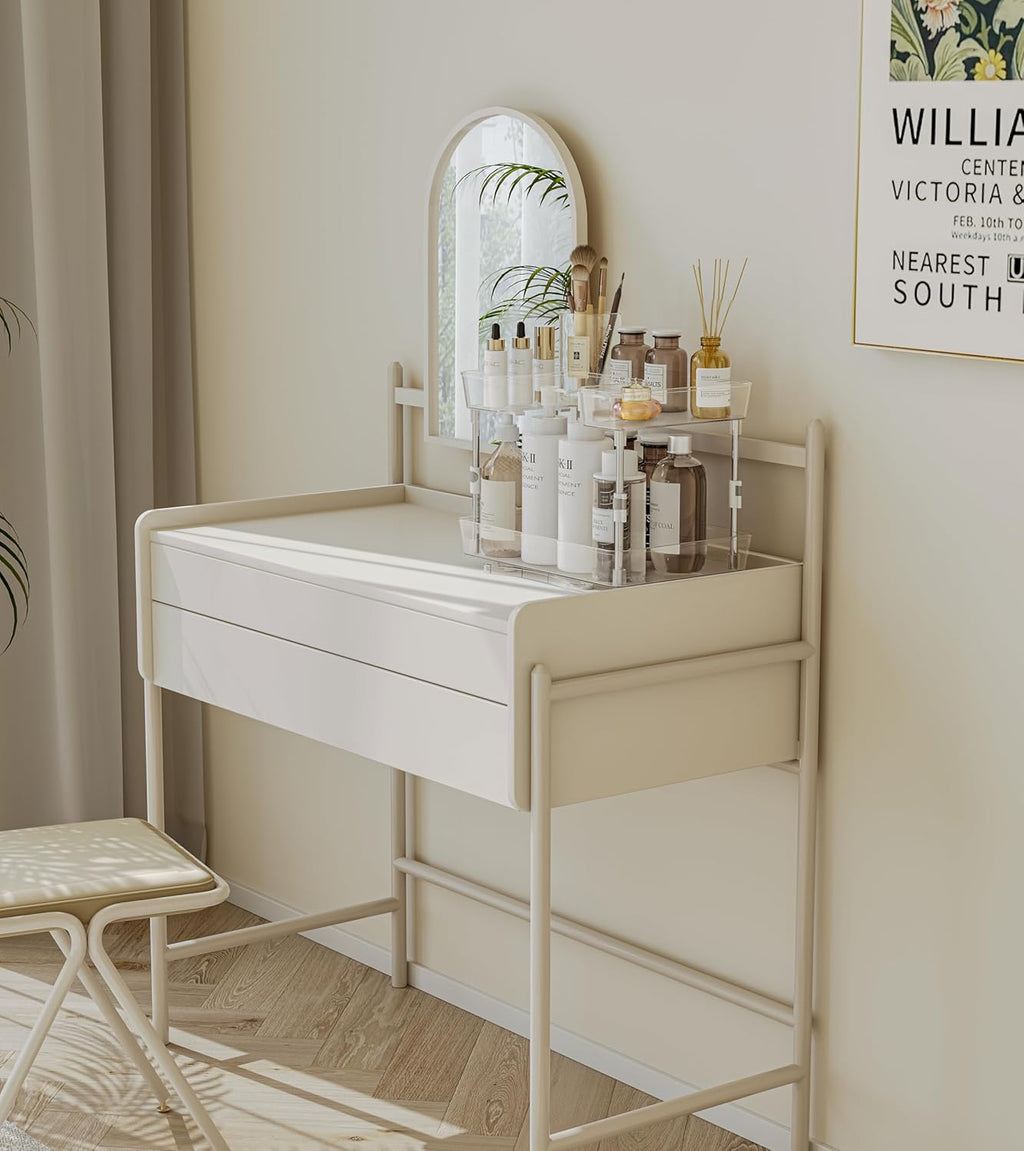 Acrylic Makeup Organizer, 2-Tier Large Capacity Cosmetic Storage Rack with Clear Shelves, Perfume and Skincare Organizer for Bathroom Countertop, Vanity and Dressing Table