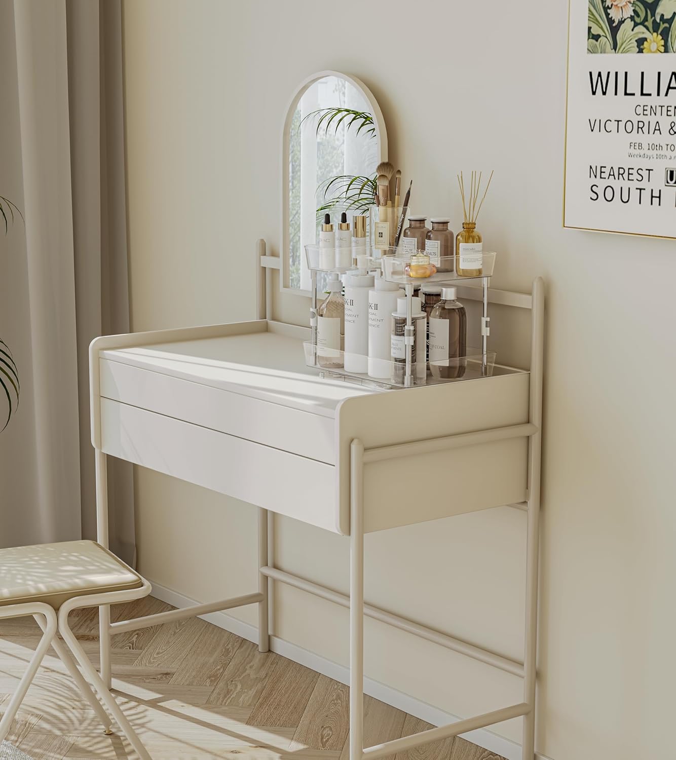 Acrylic Makeup Organizer, 2-Tier Large Capacity Cosmetic Storage Rack with Clear Shelves, Perfume and Skincare Organizer for Bathroom Countertop, Vanity and Dressing Table