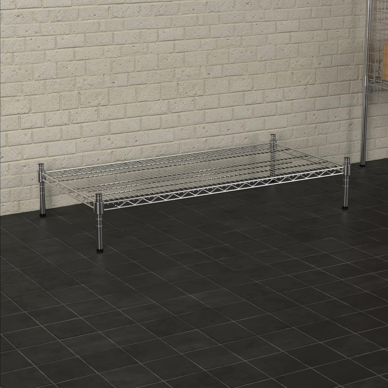 21" x 42" NSF Chrome Wire Stationary Dunnage Storage Rack with 8" Posts, Ideal for Commercial Kitchen, Home, Garage, Warehouse, Shelters