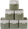 Fabric Storage Cubes, 11 inch cube storage bin with Handles, 11x11cube storage organizer bins, Collapsible Storage Bins for Shelves and Home, Cubby Storage Bins (white-green, 10.5x10.5x11in)