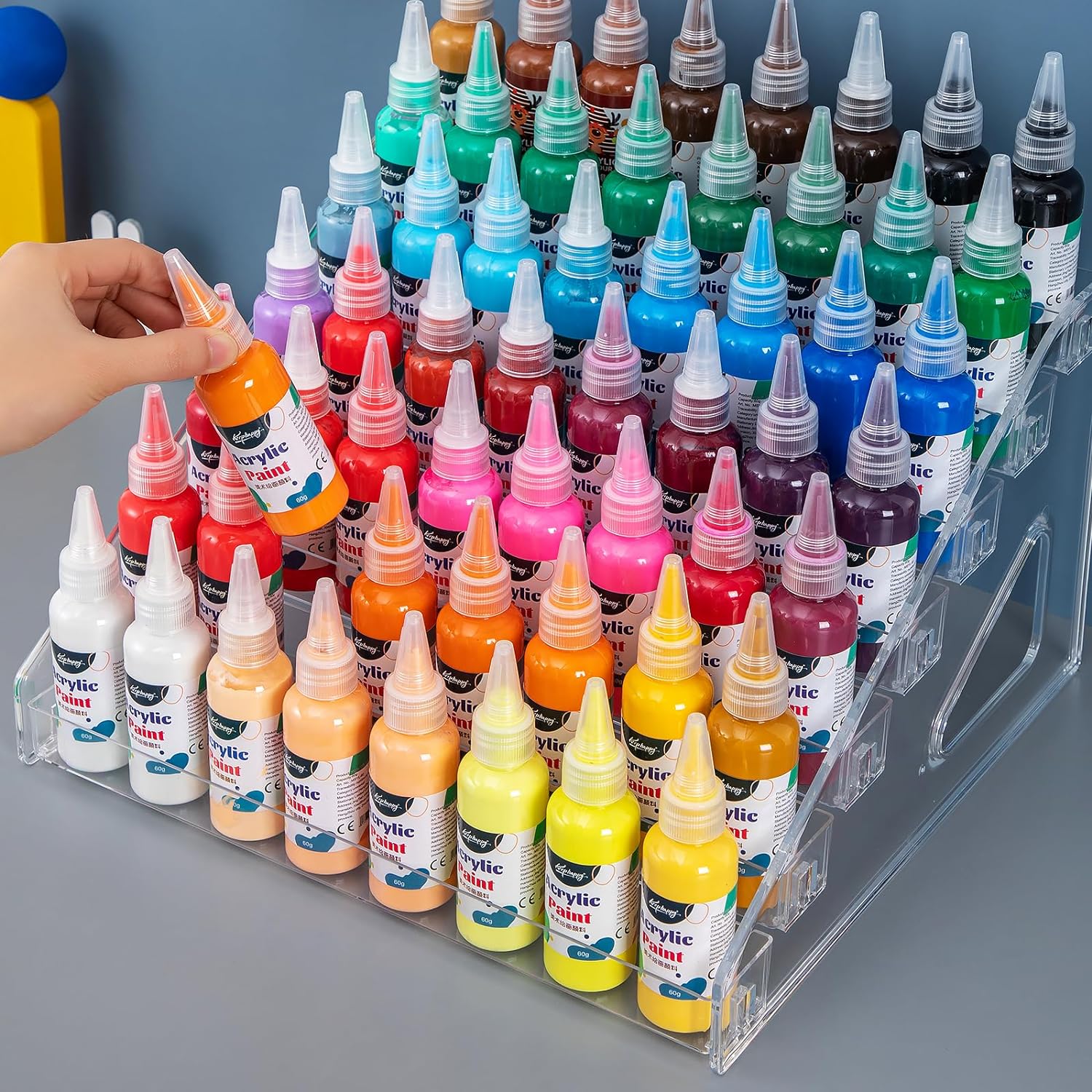 Acrylic Paint Organizer (7 Tier), Painting Bottle Holder, Clear Nail Polish Holder Rack Shelf, Acrylic Paint Storage Organizer, Craft Holder Rack for Alcohol Inks and Food Coloring (Clear)