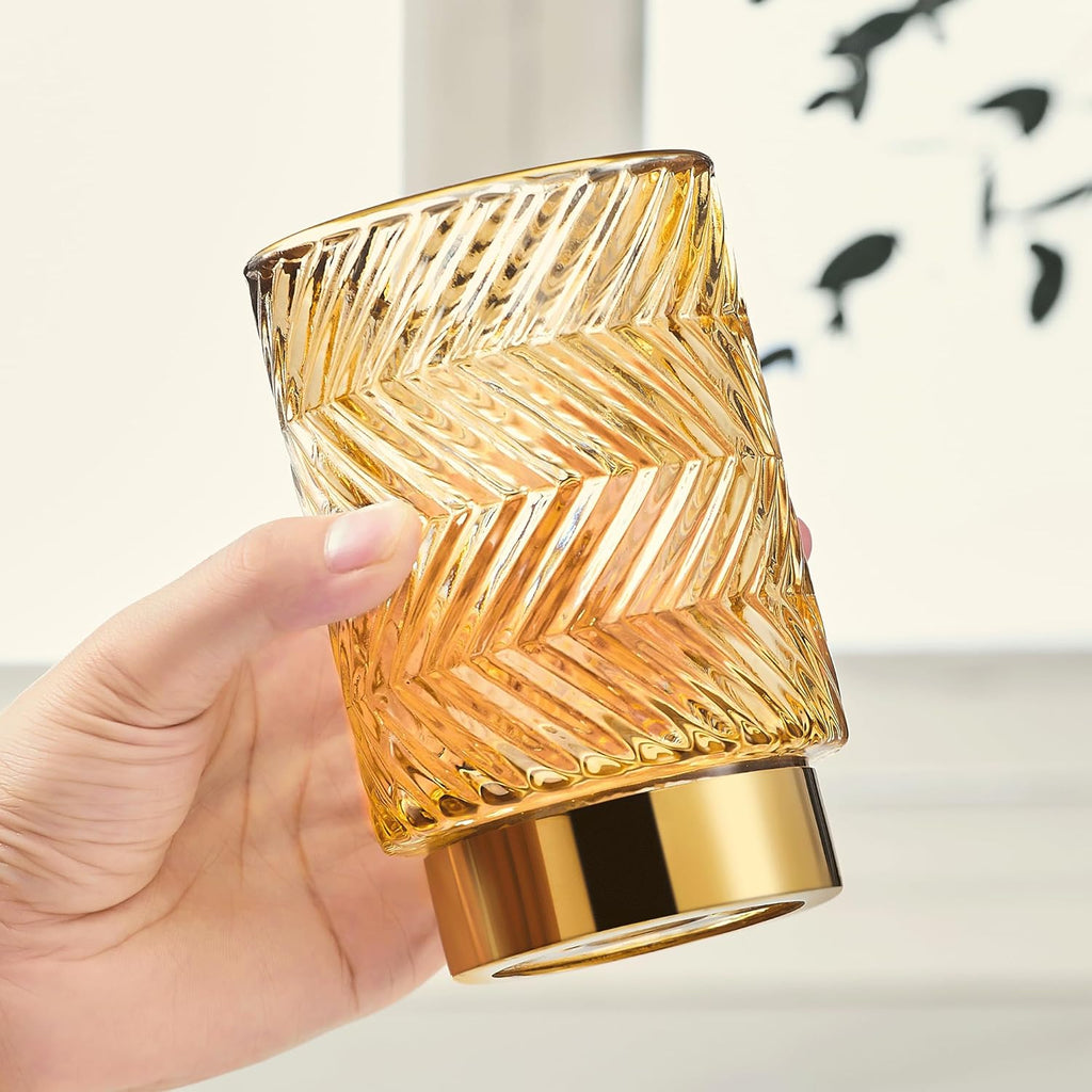 Makeup Brush Holder Organizer,Toothbrush Holders,Desk Pen Pencil Holder,Multifunctional Vintage Glass Brush Cup（A40-2-US）