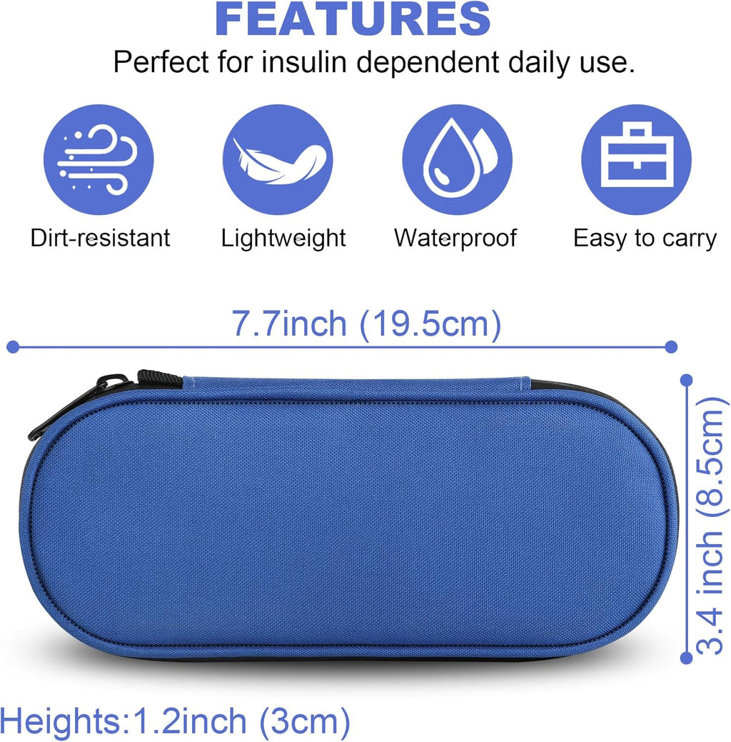 Insulin Pen Cooler Travel Case with TSA Approved Ice Packs,Diabetic Medication Insulated Cool Organizer,Insulin Pen and Other Diabetic Supplies, for the Daily Life and Trip Blue