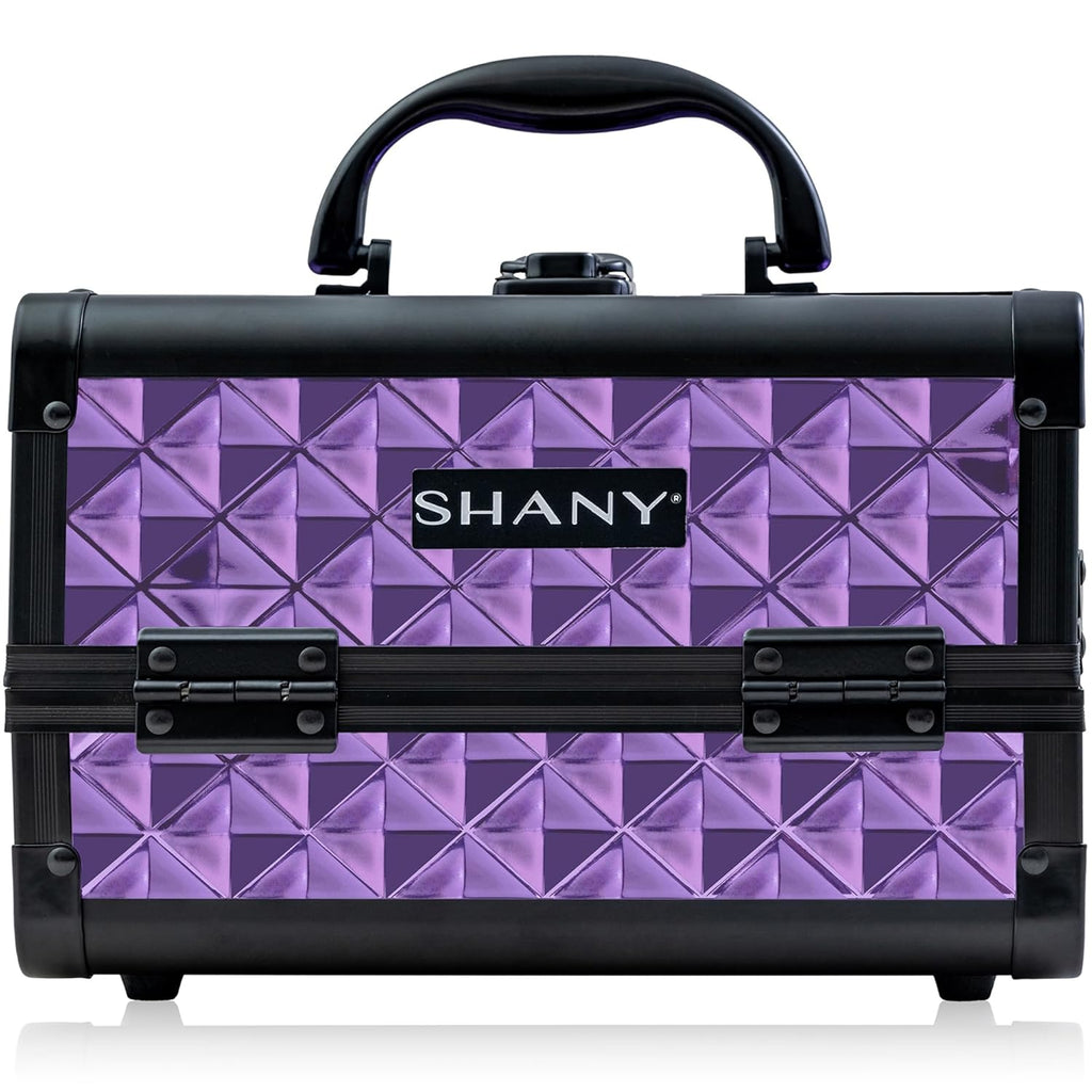 SHANY Chic Makeup Train Case Cosmetic Box Portable Makeup Case Cosmetics Beauty Organizer Jewelry storage with Locks, Multi trays Makeup Storage Box with Makeup Mirror - Lavender
