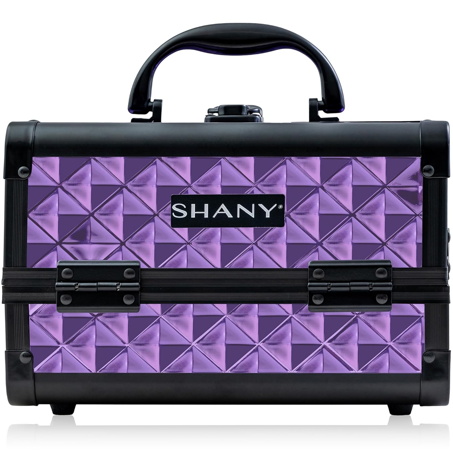 SHANY Chic Makeup Train Case Cosmetic Box Portable Makeup Case Cosmetics Beauty Organizer Jewelry storage with Locks, Multi trays Makeup Storage Box with Makeup Mirror - Lavender