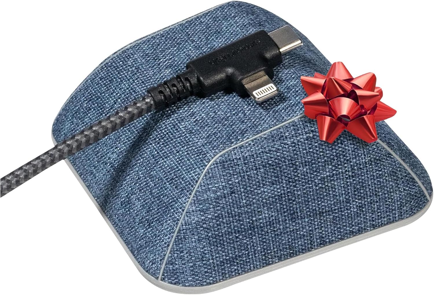 Smartish® Magnetic Cord Holder - Cable Wrangler Organizer with Magnet Clips for Charger Management on Desktop, Nightstand, or Side Table for All Cables, USB-C, Lightning Cables - Blue Jeanie