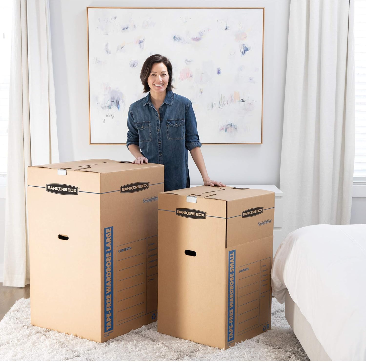 Bankers Box Short Wardrobe Box 3 Pack, Tape-Free Design, 20-in x 20-in x 34-in (7710401)