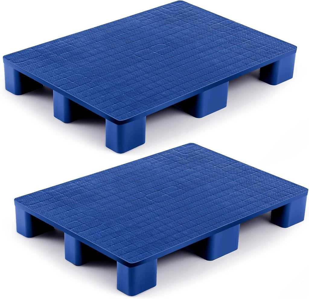 1 Pcs Plastic Pallet for Basement Storage Easy Stack Lightweight Floor Pallet Display Flooring Room Supermarket Christmas, Support up to 2000 Lbs (31.5'' L X 24'' W X 4.7'' H,Blue)