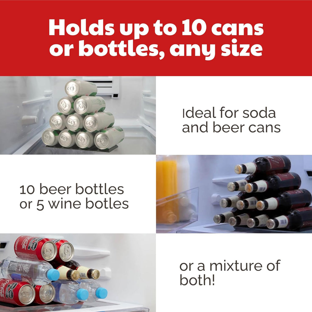 Cooks Innovations Drink Organizer for Fridge, Soda Can Refrigerator Organizers and Storage, Beer-Wine-Water Bottle Holder, Fridge Monkey - Durable Non-Slip&Roll