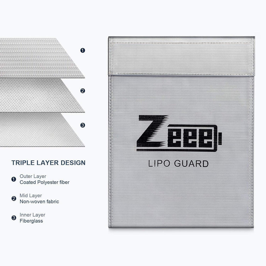 Zeee Fireproof Lipo Battery Bag Explosion-Proof Charging & Storage Organizer to Protect Your Gear