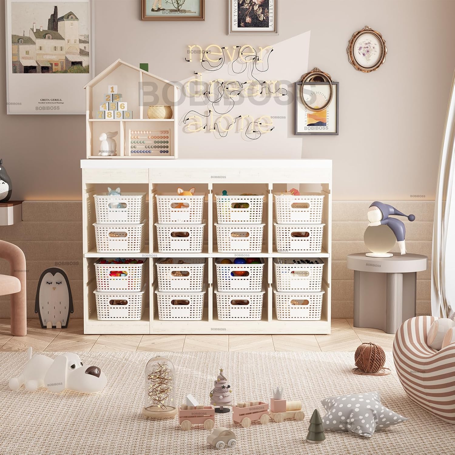 White Plastic Storage Baskets with Lids 12 Pack Stackable Storage Bins Containers for Shelves Organizing, Cute Decorative Storage Boxes for Classroom, Playroom, Closet, Pantry