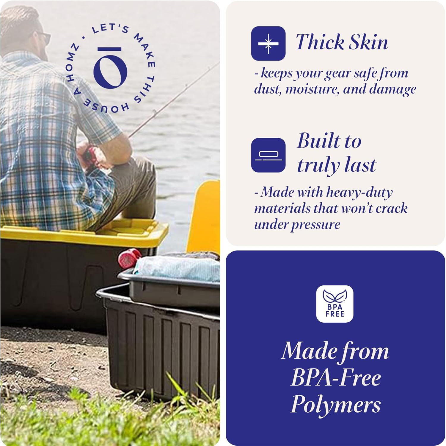 HOMZ 4-Pack Durabilt Tote, Heavy Duty Plastic Storage Bins with Lids, 34 Gallon, Black/Yellow - Stackable Organizing Containers for Home, Garage, and Office