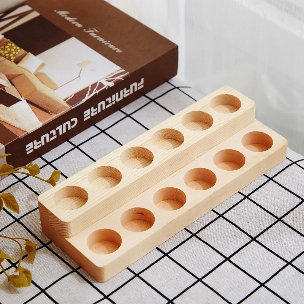2 Pcs Wooden Essential Oil Display Stand 2 layer Tabletop Essential Oils Perfume Storage Racks Oil Bottles Holder Essential Oil Organizer Nail Polish Shelf for Organizing Displaying