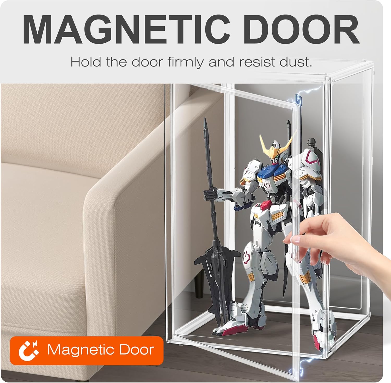 1 Pack Extra XXXXX-Large 13.8”x 12.2”x 23.6" Acrylic Display Case Long Tall Boot Shoe Storage Box Clear Giant Figure Collection Showcase with Magnetic Lid